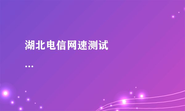 湖北电信网速测试 &nbs