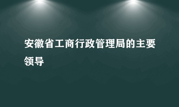 安徽省工商行政管理局的主要领导