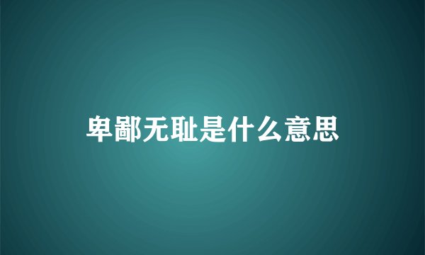 卑鄙无耻是什么意思
