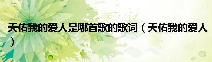 天佑我的爱人是哪首歌的歌词（天佑我的爱人）