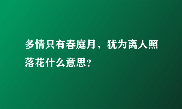 多情只有春庭月，犹为离人照落花什么意思？