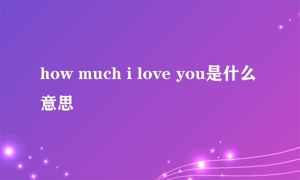 how much i love you是什么意思