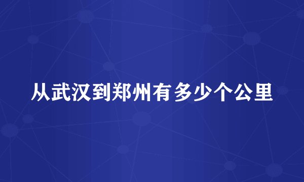 从武汉到郑州有多少个公里