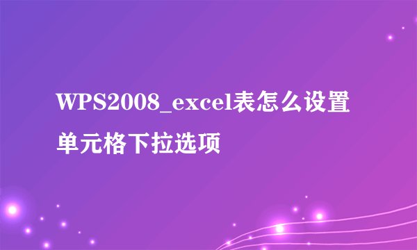 WPS2008_excel表怎么设置单元格下拉选项
