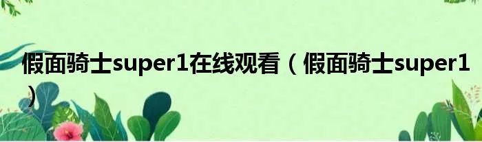 假面骑士super1在线观看（假面骑士super1）