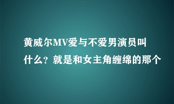 黄威尔MV爱与不爱男演员叫什么？就是和女主角缠绵的那个