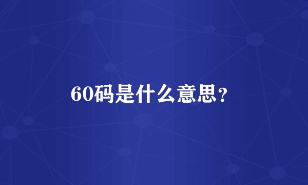 60码是什么意思？