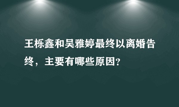 王栎鑫和吴雅婷最终以离婚告终，主要有哪些原因？