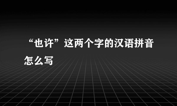 “也许”这两个字的汉语拼音怎么写