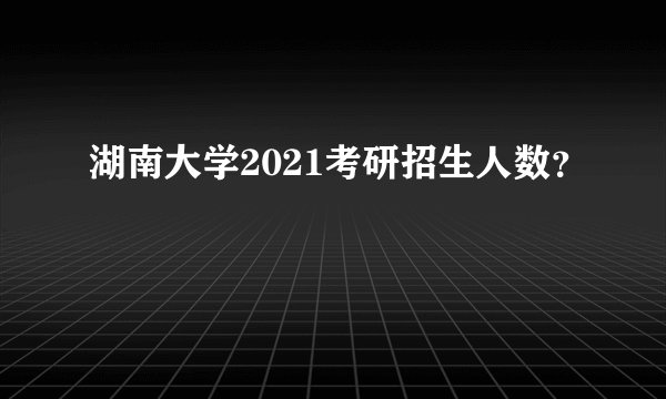 湖南大学2021考研招生人数？