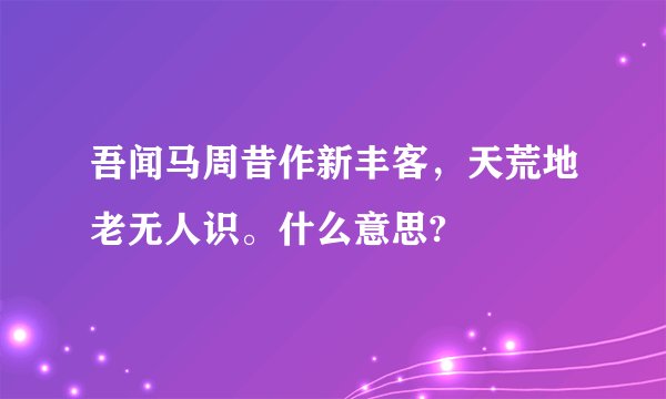 吾闻马周昔作新丰客，天荒地老无人识。什么意思?