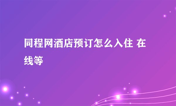 同程网酒店预订怎么入住 在线等