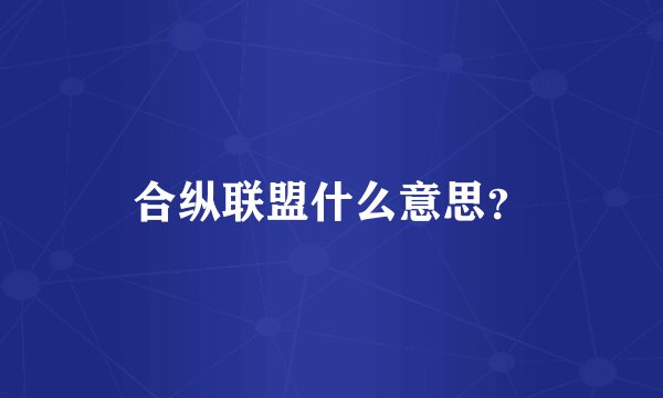 合纵联盟什么意思？