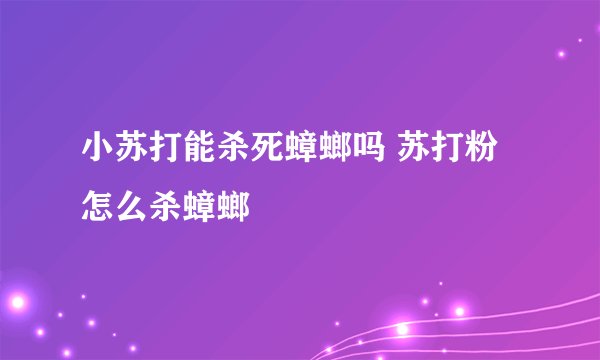 小苏打能杀死蟑螂吗 苏打粉怎么杀蟑螂