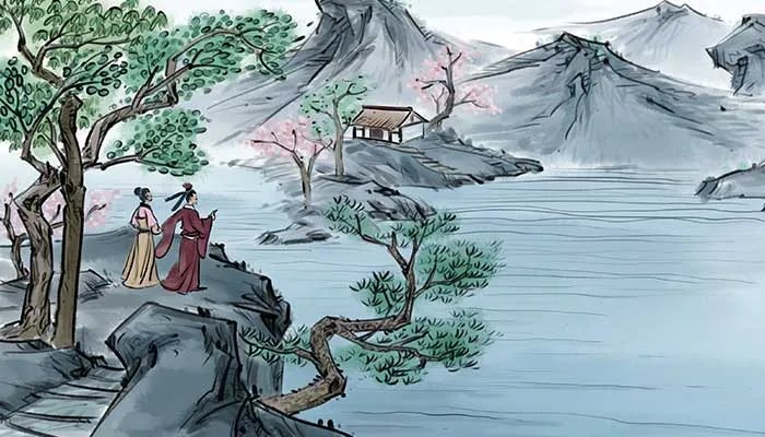 浮天水送无穷树带雨云埋一半山的意思是什么