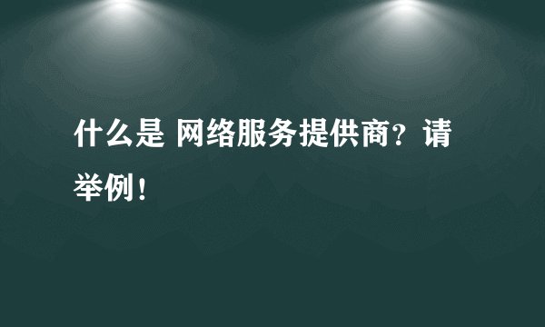什么是 网络服务提供商？请举例！