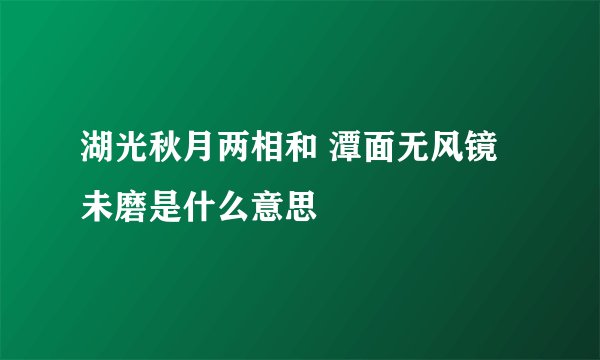 湖光秋月两相和 潭面无风镜未磨是什么意思