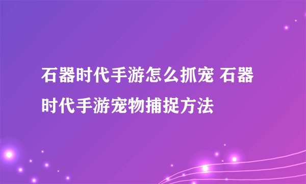 石器时代手游怎么抓宠 石器时代手游宠物捕捉方法
