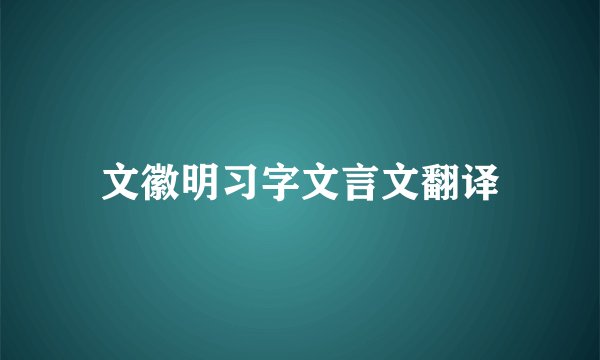 文徽明习字文言文翻译
