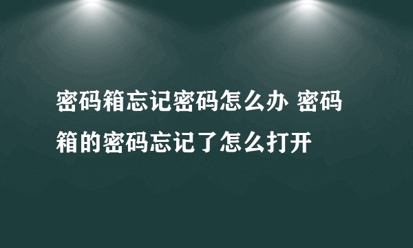 密码箱忘记密码怎么办 密码箱的密码忘记了怎么打开