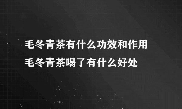 毛冬青茶有什么功效和作用 毛冬青茶喝了有什么好处