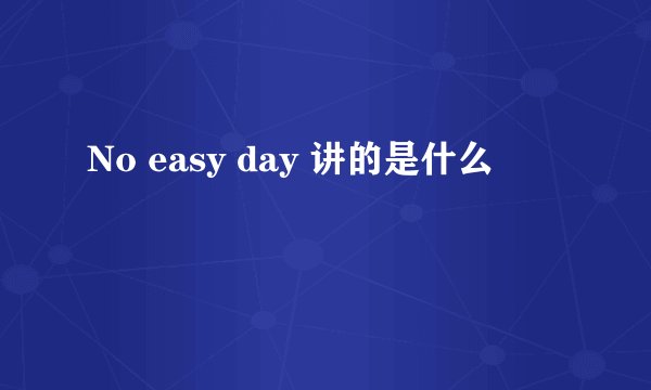 No easy day 讲的是什么
