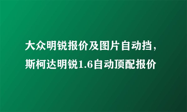 大众明锐报价及图片自动挡，斯柯达明锐1.6自动顶配报价