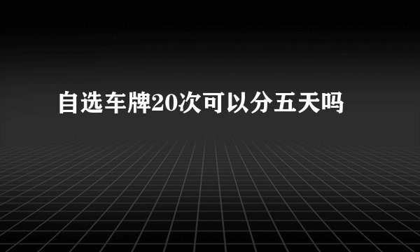 自选车牌20次可以分五天吗