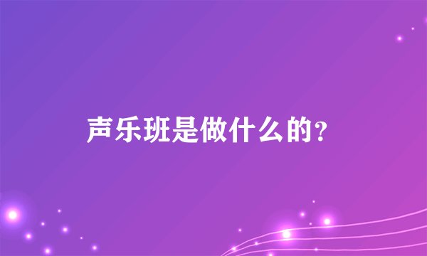 声乐班是做什么的？