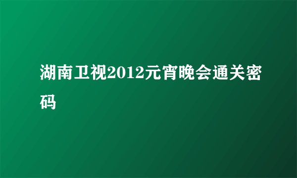湖南卫视2012元宵晚会通关密码