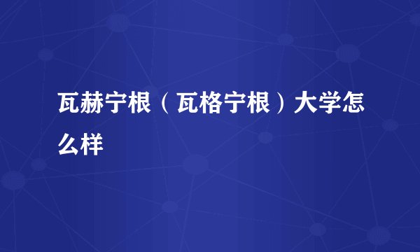 瓦赫宁根（瓦格宁根）大学怎么样