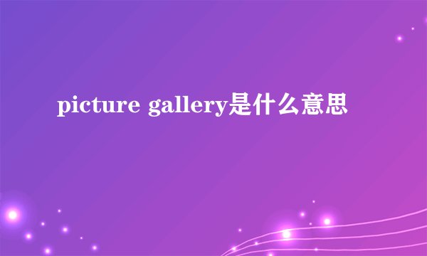 picture gallery是什么意思