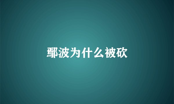 鄢波为什么被砍