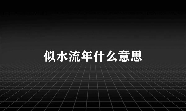 似水流年什么意思