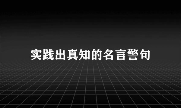实践出真知的名言警句