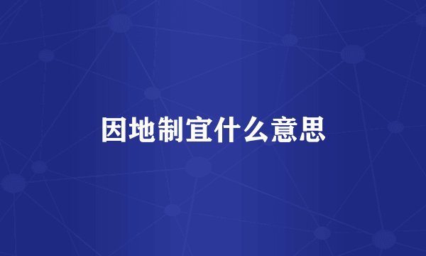 因地制宜什么意思