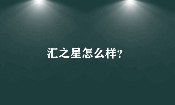 汇之星怎么样？