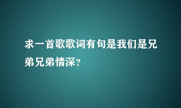 求一首歌歌词有句是我们是兄弟兄弟情深？