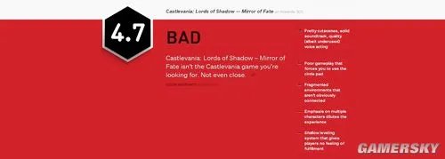 3DS《恶魔城:暗影之王-宿命镜面》仅获IGN评4.5分 史无前例的侮辱性扼杀