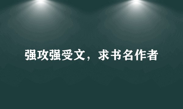 强攻强受文，求书名作者