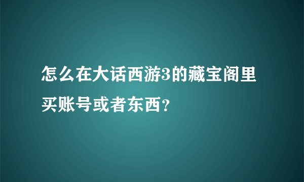 怎么在大话西游3的藏宝阁里买账号或者东西？