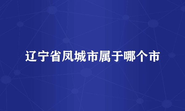 辽宁省凤城市属于哪个市