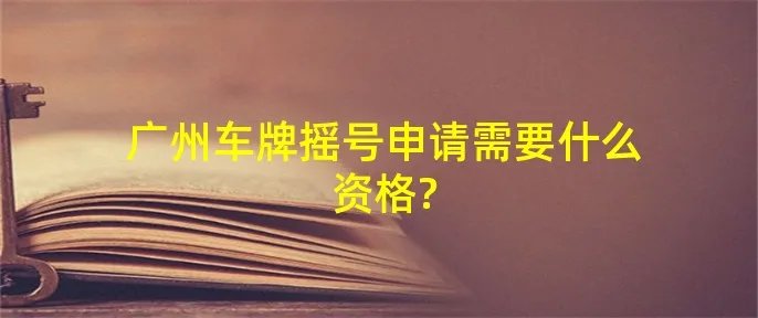 广州车牌摇号申请需要什么资格?
