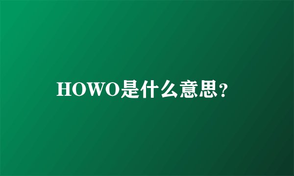 HOWO是什么意思？