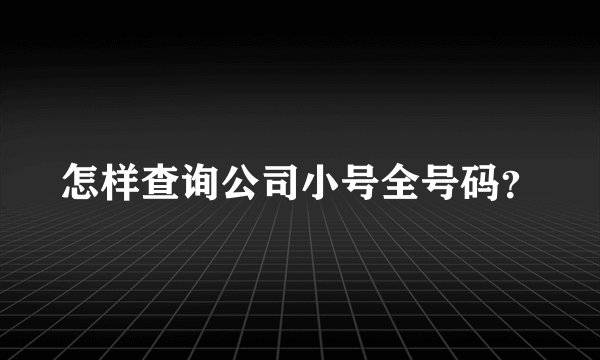 怎样查询公司小号全号码？
