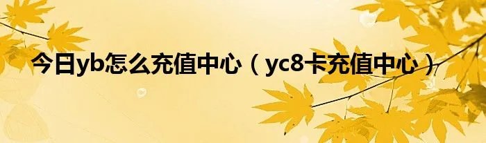 今日yb怎么充值中心（yc8卡充值中心）