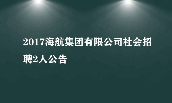 2017海航集团有限公司社会招聘2人公告