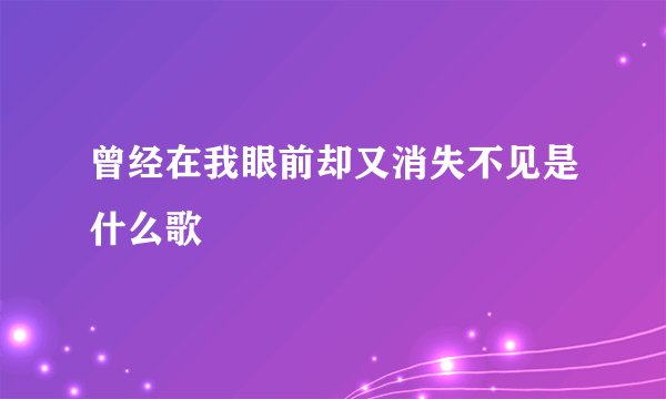 曾经在我眼前却又消失不见是什么歌