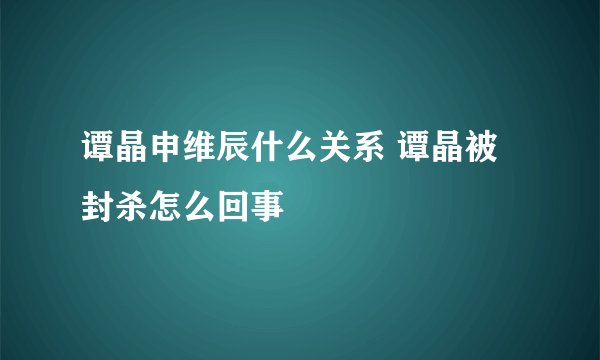 谭晶申维辰什么关系 谭晶被封杀怎么回事