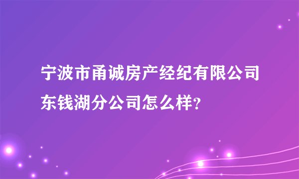 宁波市甬诚房产经纪有限公司东钱湖分公司怎么样？